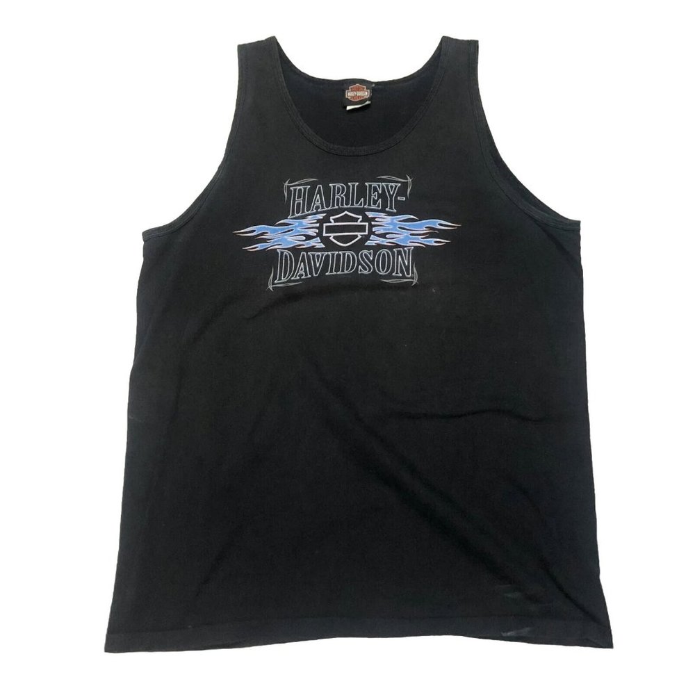 Harley Davidson Motorcycles Black Tank Top New Castle DE. - Size XL Made In USA